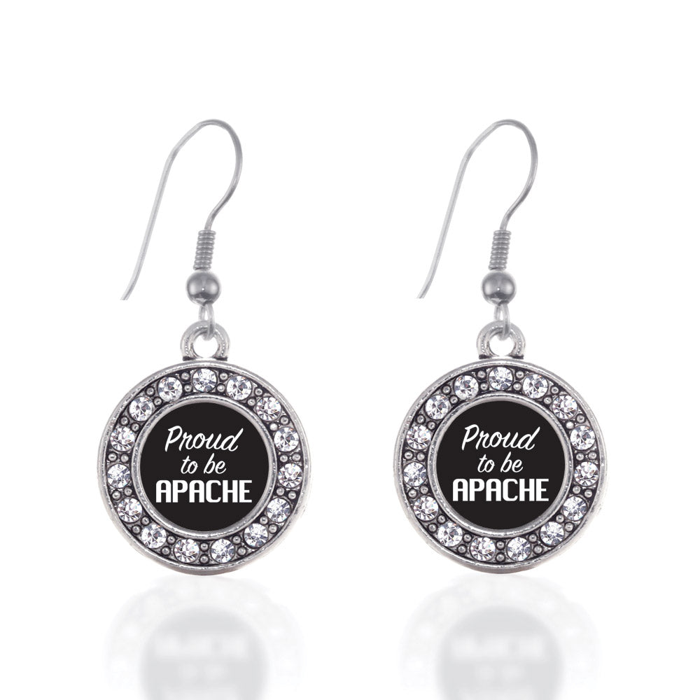 Silver Proud To Be Apache Circle Charm Dangle Earrings