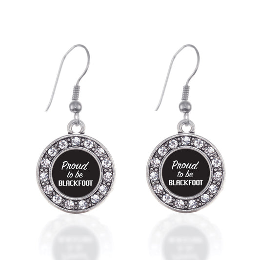 Silver Proud To Be Blackfoot Circle Charm Dangle Earrings