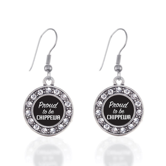 Silver Proud To Be Chippewa Circle Charm Dangle Earrings