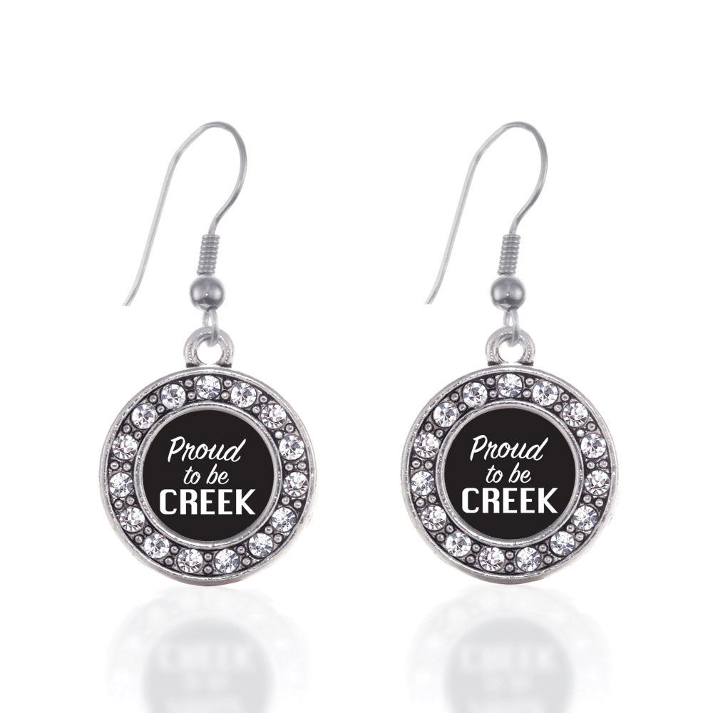 Silver Proud To Be Creek Circle Charm Dangle Earrings