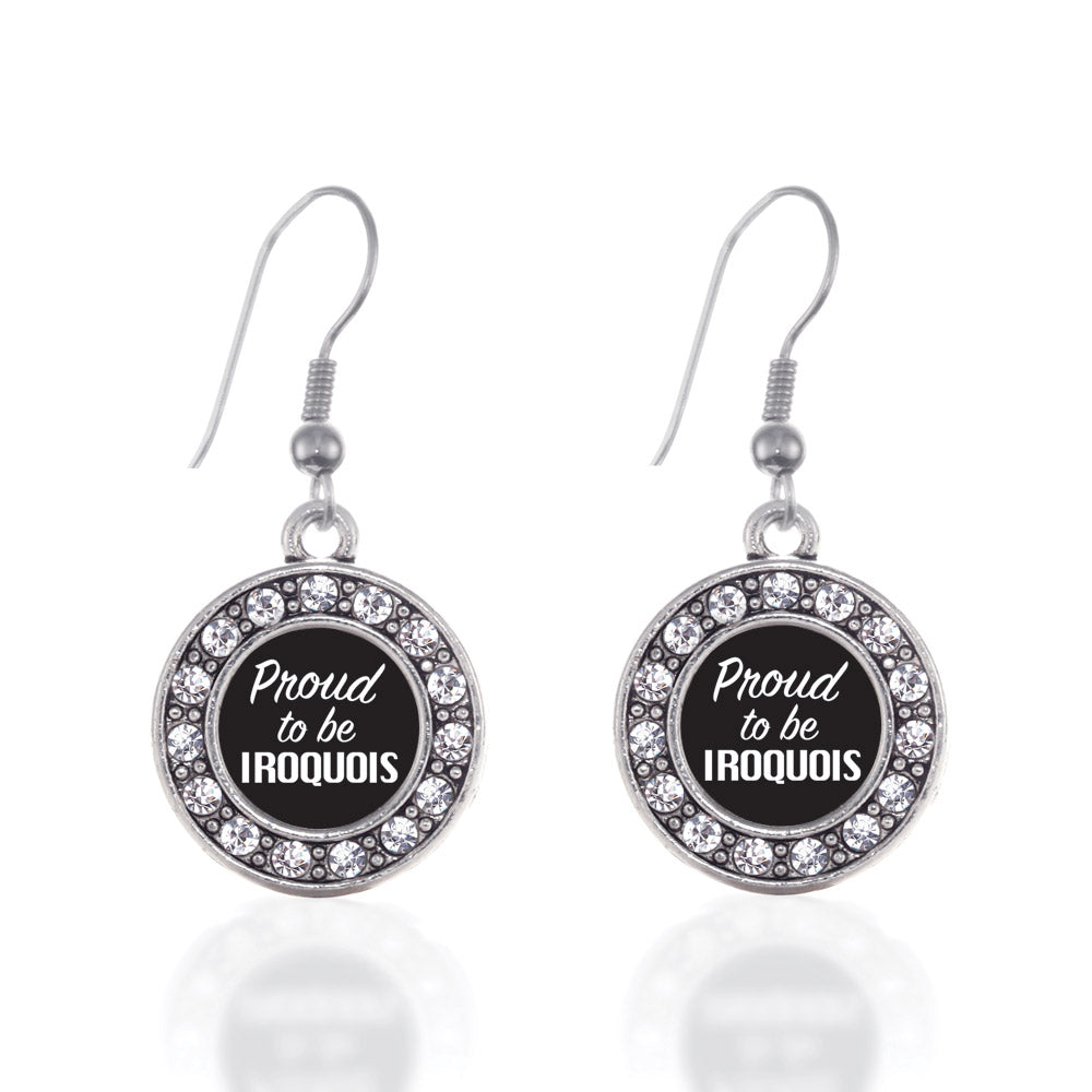 Silver Proud To Be Iroquois Circle Charm Dangle Earrings