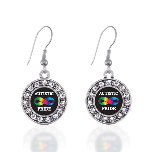 Silver Autistic Pride Circle Charm Dangle Earrings