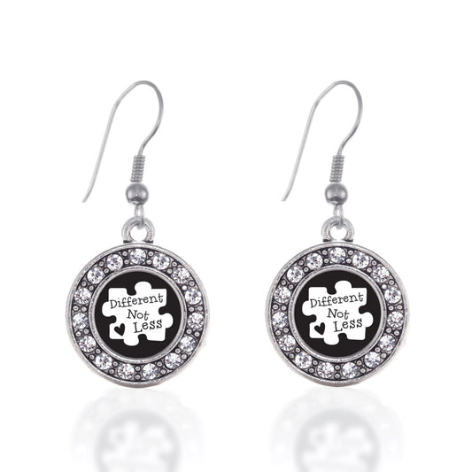 Silver Different Not Less Circle Charm Dangle Earrings