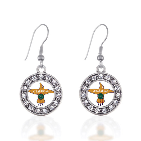Silver Proud to be Athabascan Circle Charm Dangle Earrings