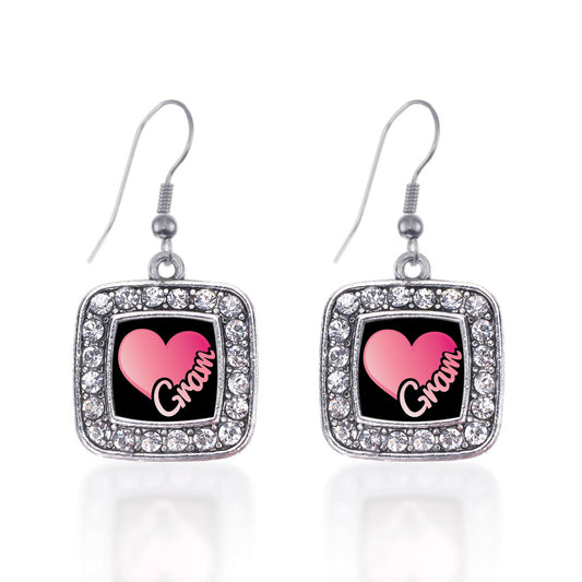 Silver Gram Square Charm Dangle Earrings