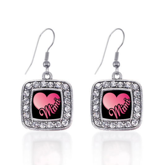 Silver Mimi Square Charm Dangle Earrings