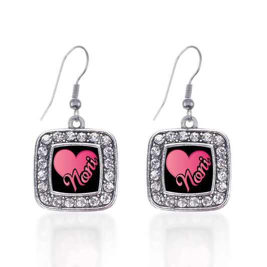 Silver Noni Square Charm Dangle Earrings