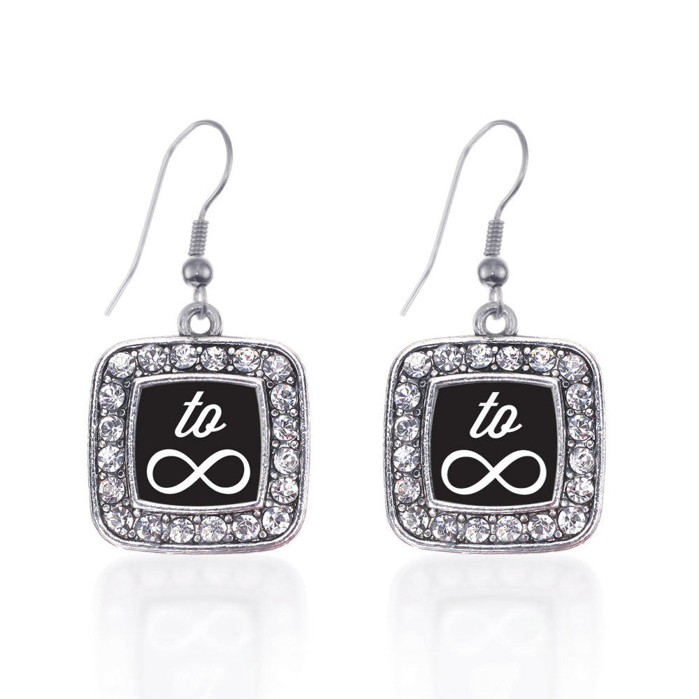 Silver To Infinity Square Charm Dangle Earrings