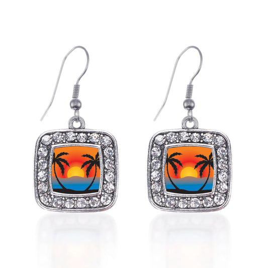 Silver The Perfect Get-Away Square Charm Dangle Earrings