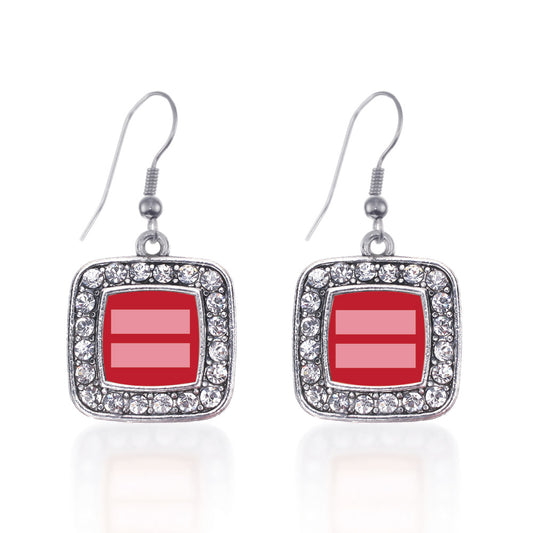 Silver Marriage Equality Square Charm Dangle Earrings
