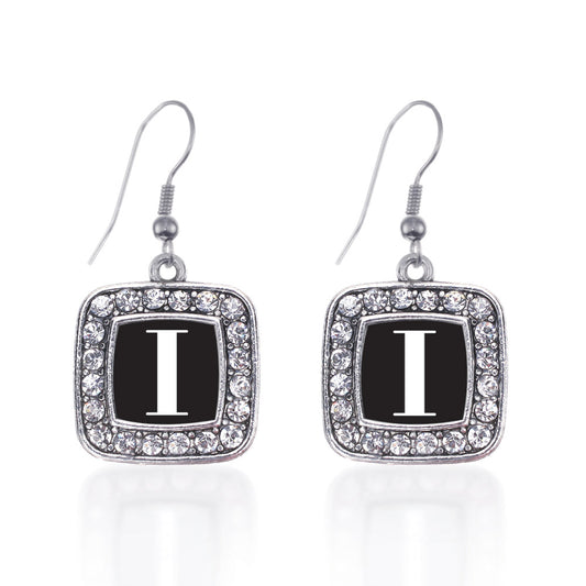 Silver My Vintage Initials - Letter I Square Charm Dangle Earrings
