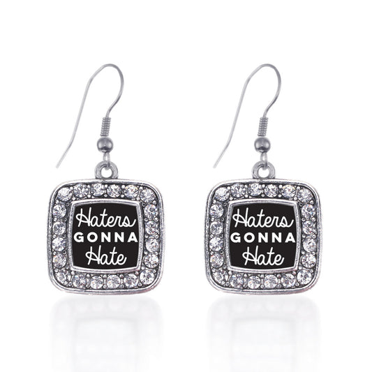 Silver Haters Are Going To Hate Square Charm Dangle Earrings