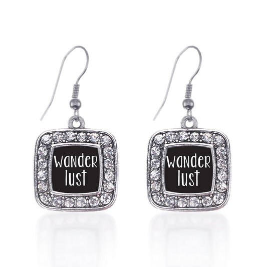 Silver Wanderlust Classic Square Charm Dangle Earrings