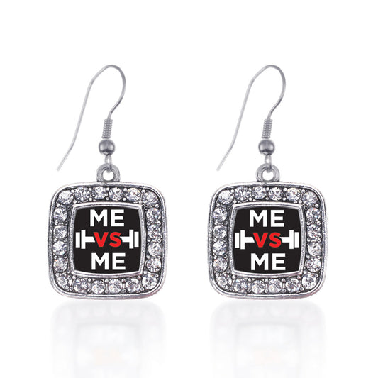 Silver Me vs Me Classic Square Charm Dangle Earrings