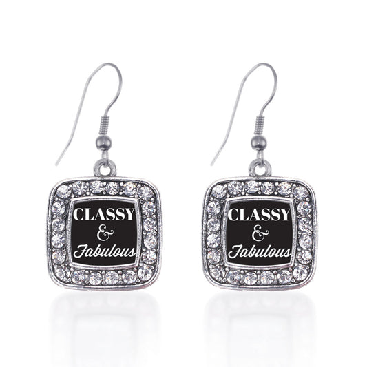 Silver Classy And Fabulous Square Charm Dangle Earrings