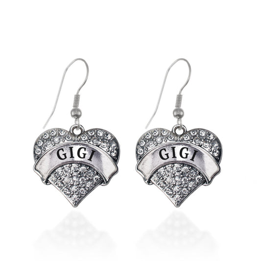 Silver Gigi Pave Heart Charm Dangle Earrings