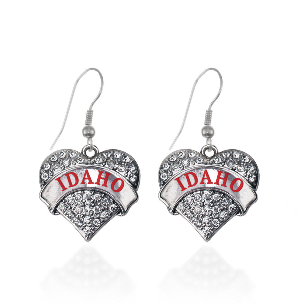 Silver Idaho Pave Heart Charm Dangle Earrings