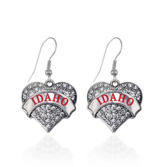 Silver Idaho Pave Heart Charm Dangle Earrings