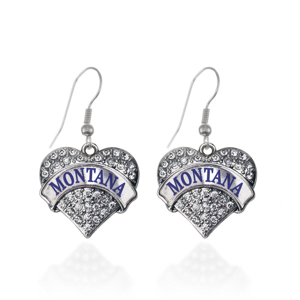 Silver Montana Pave Heart Charm Dangle Earrings