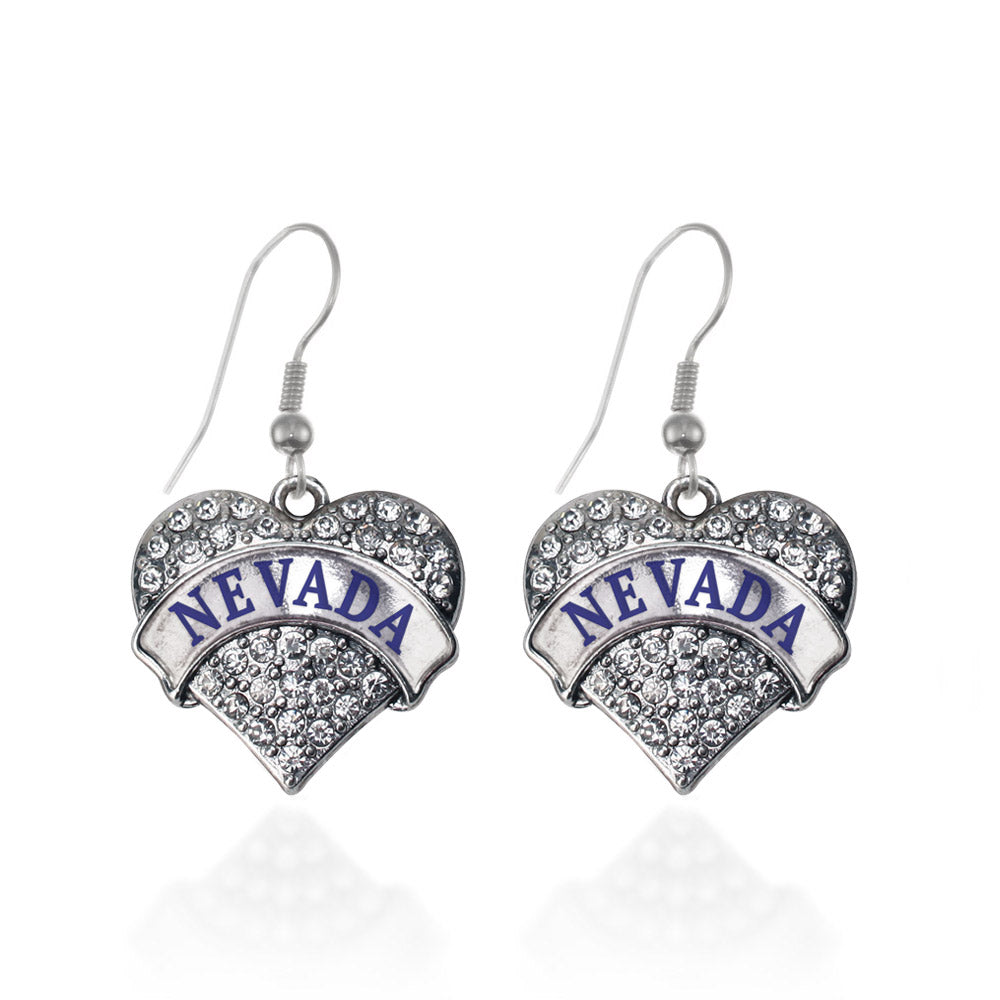 Silver Nevada Pave Heart Charm Dangle Earrings