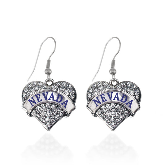 Silver Nevada Pave Heart Charm Dangle Earrings