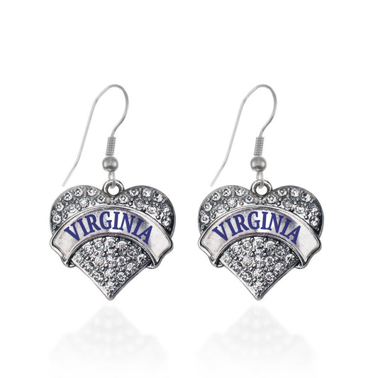 Silver Virginia Pave Heart Charm Dangle Earrings