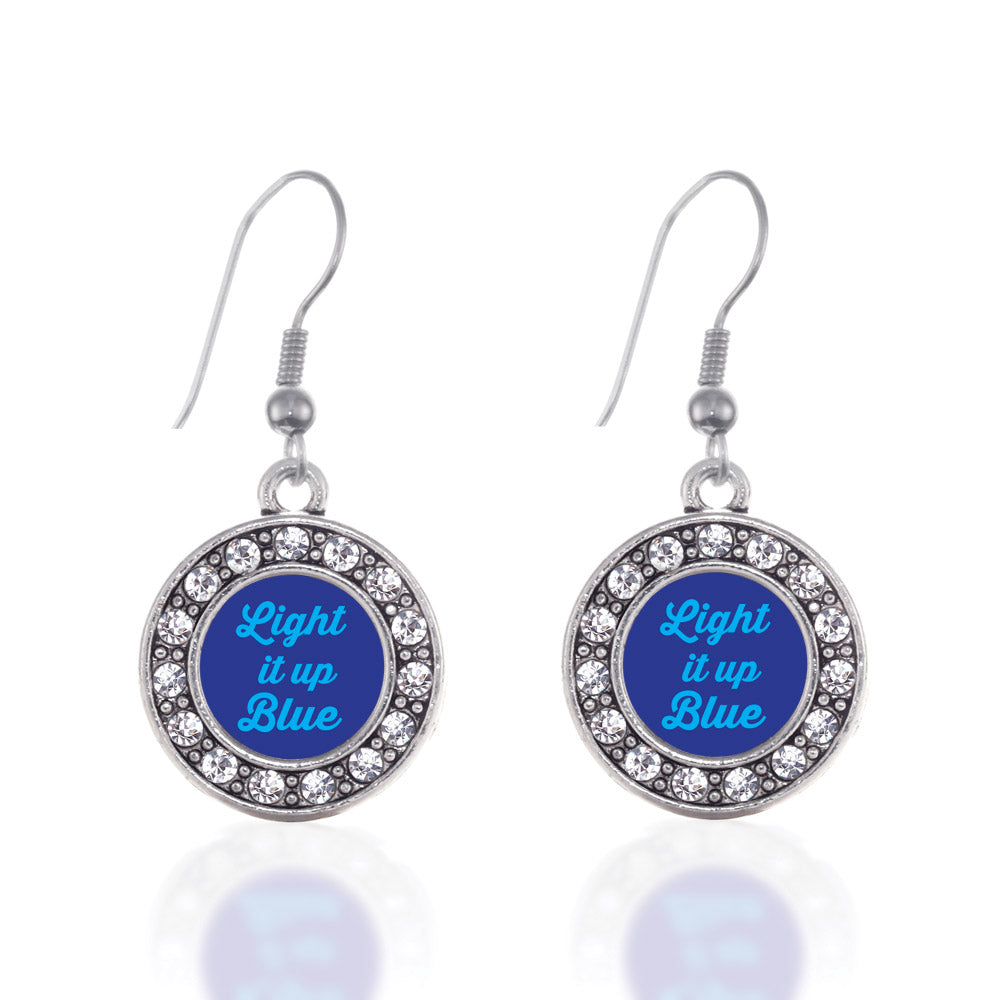 Silver Light It Up Autism Awareness Circle Charm Dangle Earrings