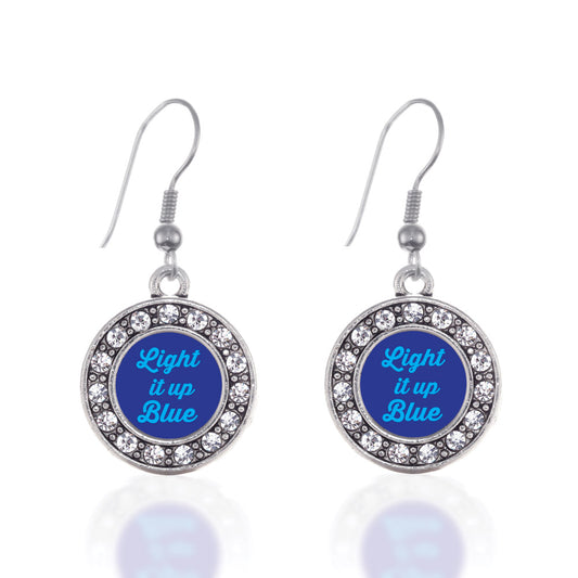 Silver Light It Up Autism Awareness Circle Charm Dangle Earrings