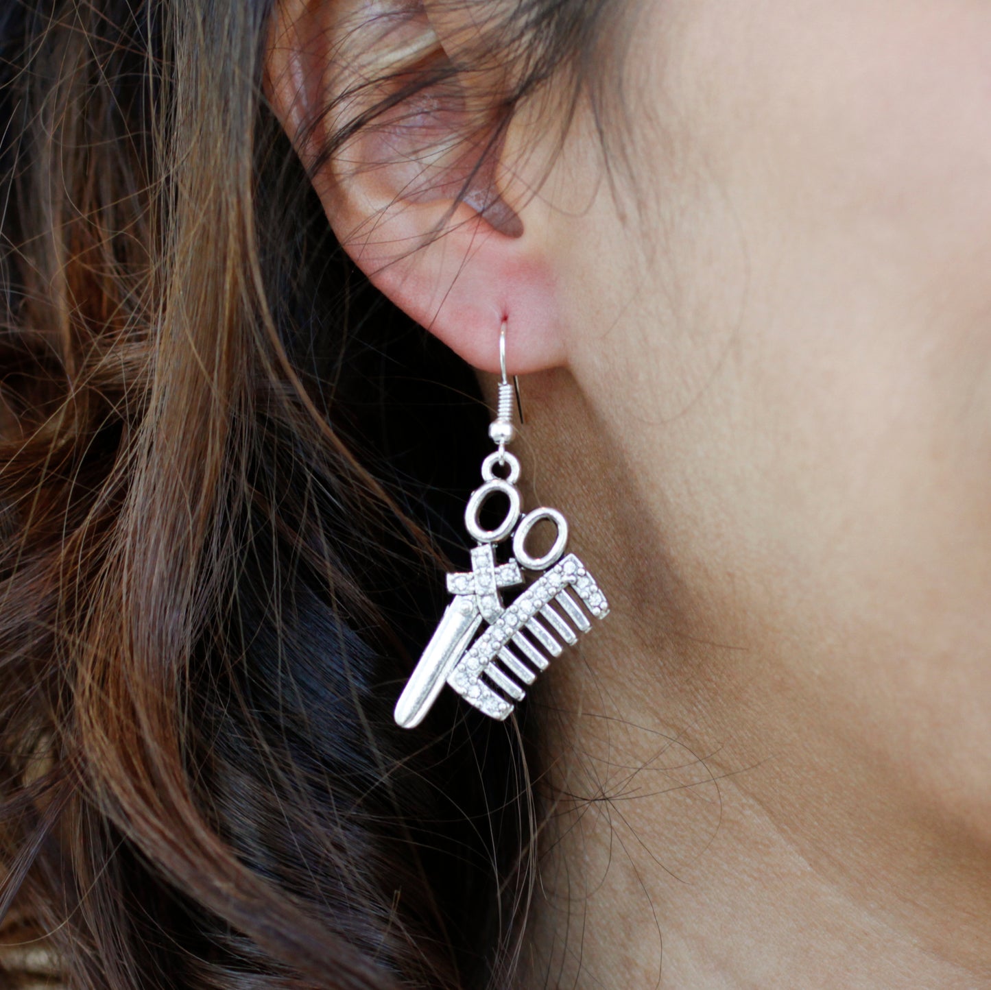 Silver Stylist Charm Dangle Earrings