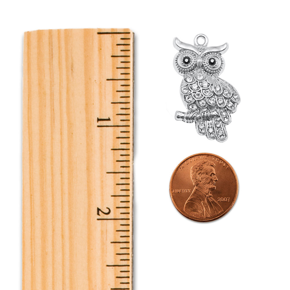 Silver Owl Charm Dangle Earrings