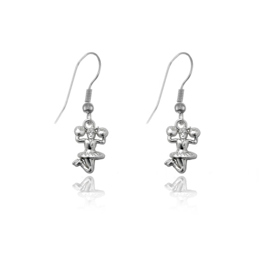 Silver Petite Cheerleader Charm Dangle Earrings