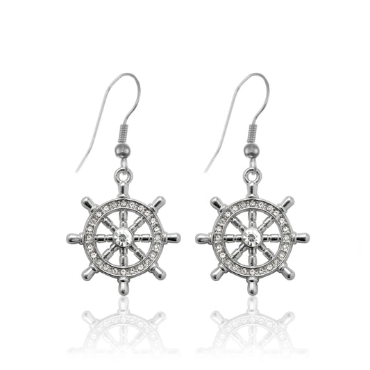 Silver Nautical Charm Dangle Earrings