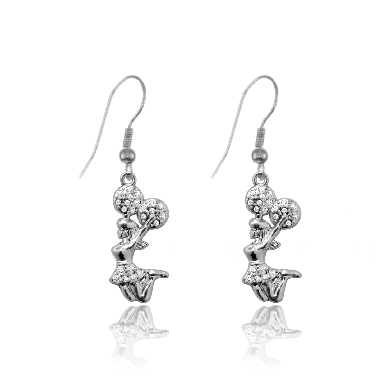 Silver Cheerleader Charm Dangle Earrings
