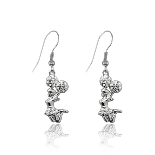 Silver Cheerleader Charm Dangle Earrings