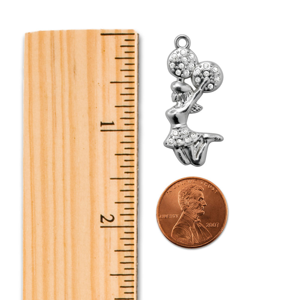 Silver Cheerleader Charm Dangle Earrings