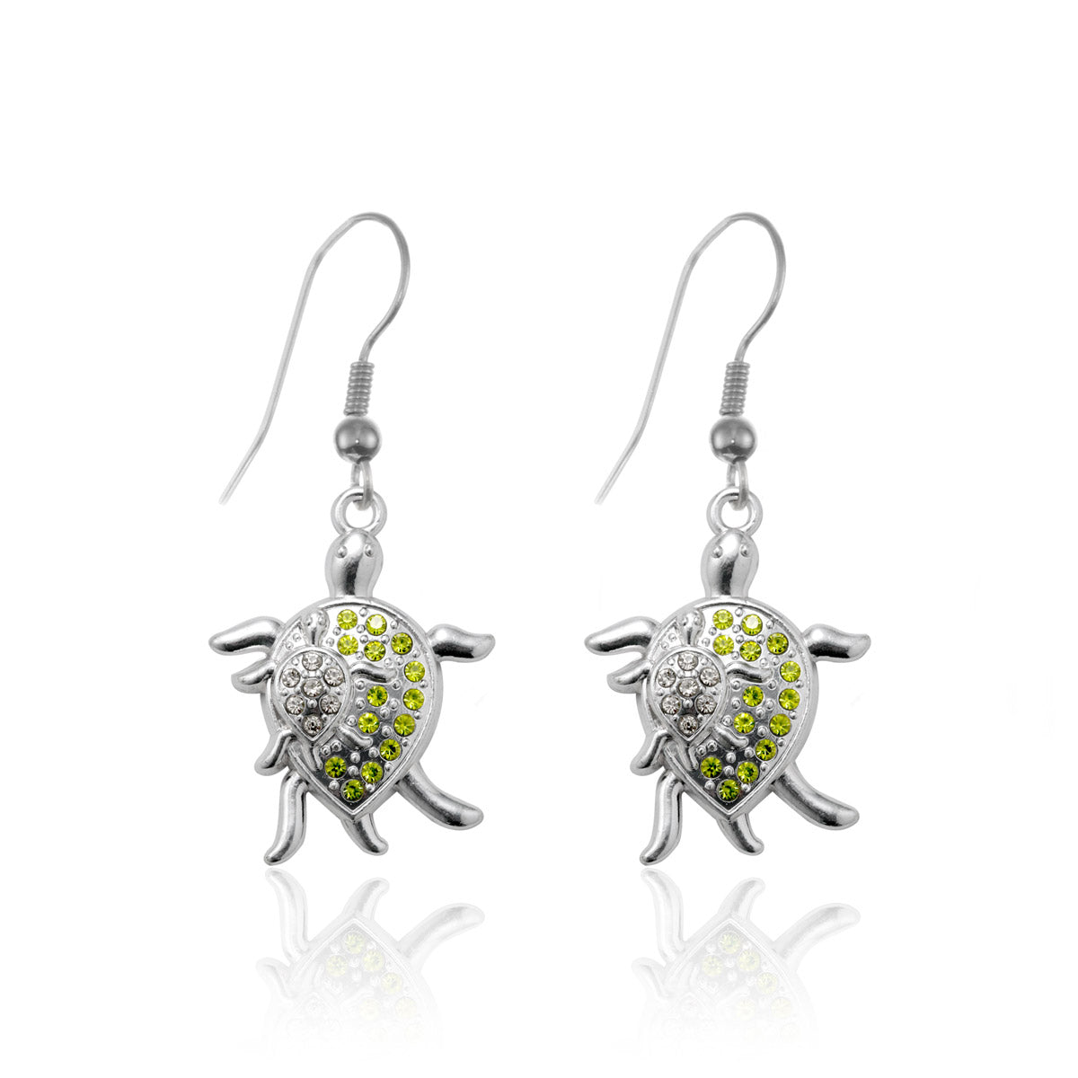 Silver Sea Turtle Family Charm Dangle Earrings