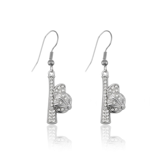 Silver Hat and Bat Charm Dangle Earrings