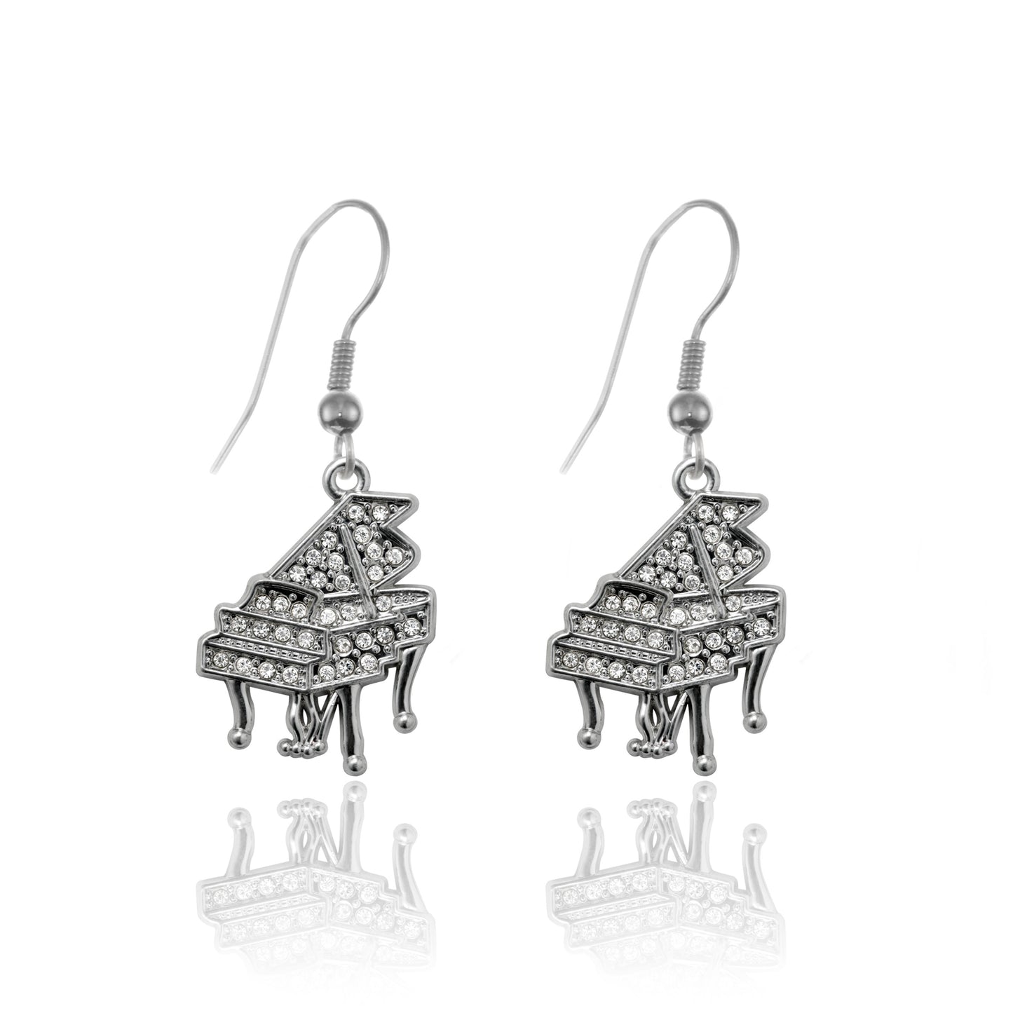 Silver Piano Charm Dangle Earrings