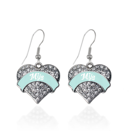 Silver Mint Mija Pave Heart Charm Dangle Earrings