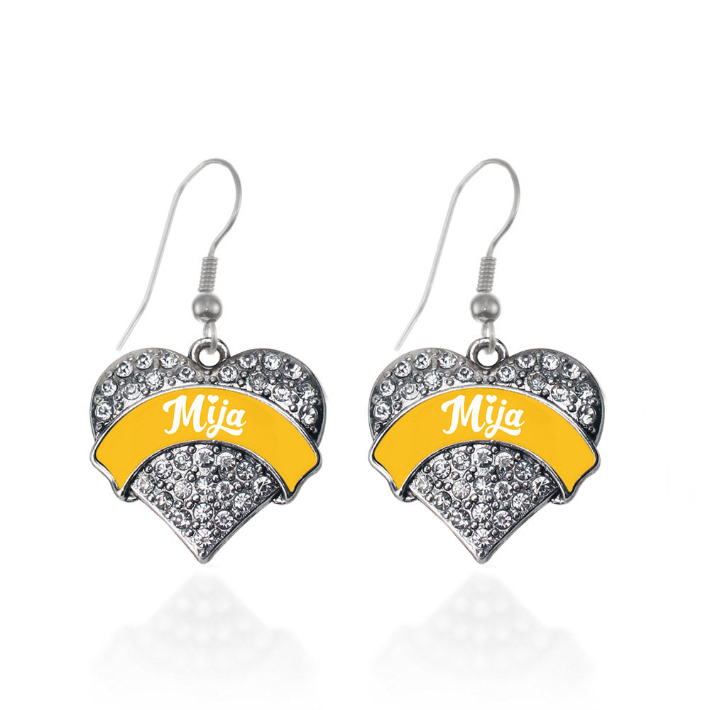 Silver Marigold Mija Pave Heart Charm Dangle Earrings