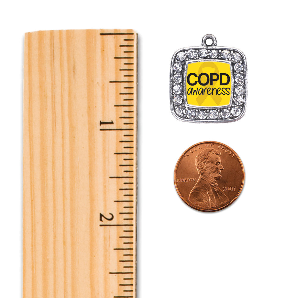 Silver COPD Awareness Square Charm Dangle Earrings