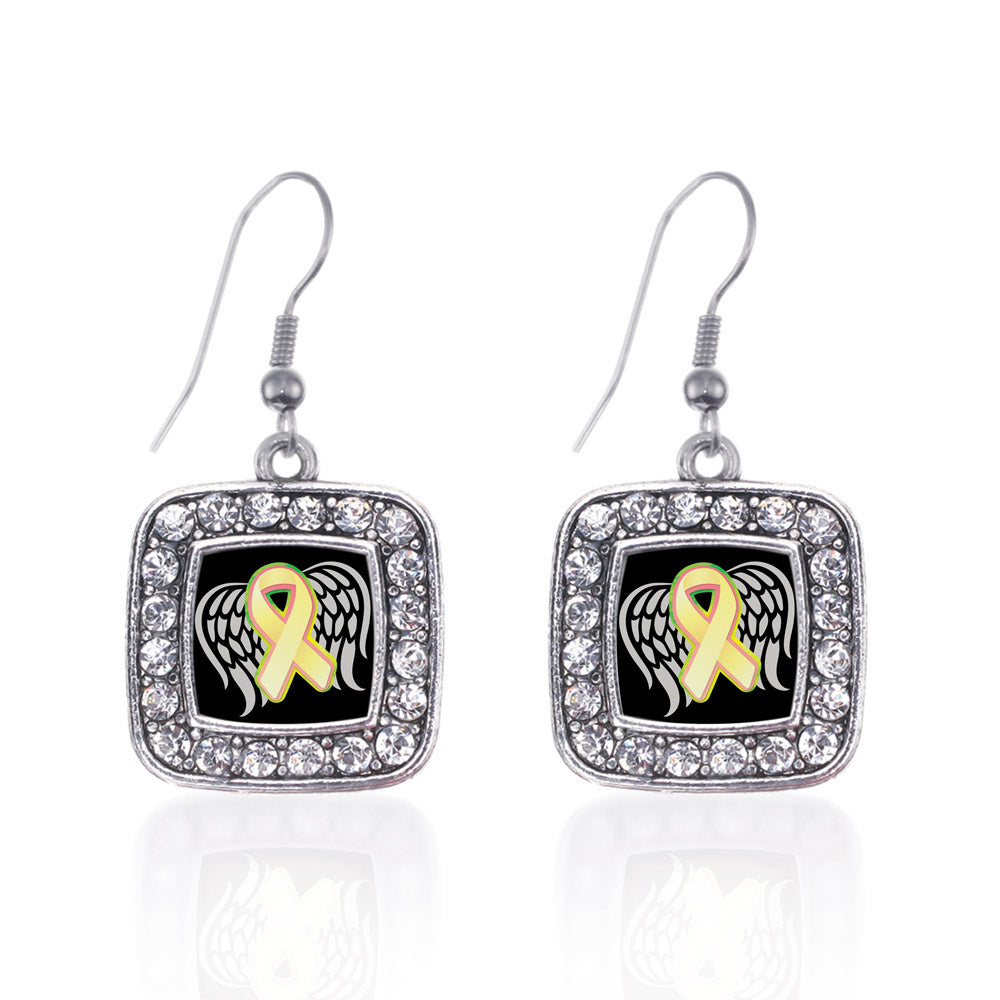 Silver Trisomy 13 Awareness Square Charm Dangle Earrings
