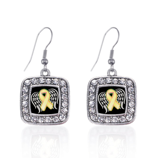 Silver Trisomy 13 Awareness Square Charm Dangle Earrings
