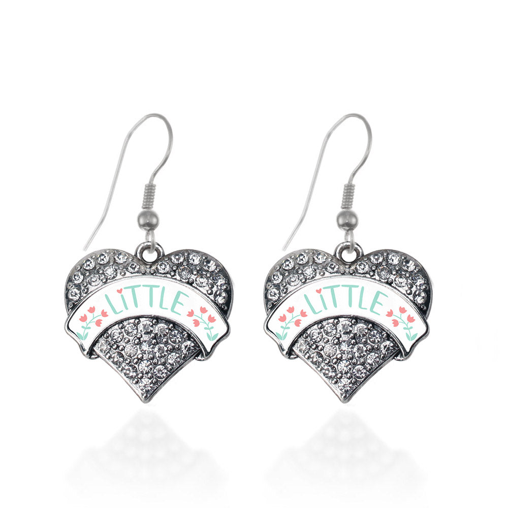 Silver Mint and Peach Little Pave Heart Charm Dangle Earrings