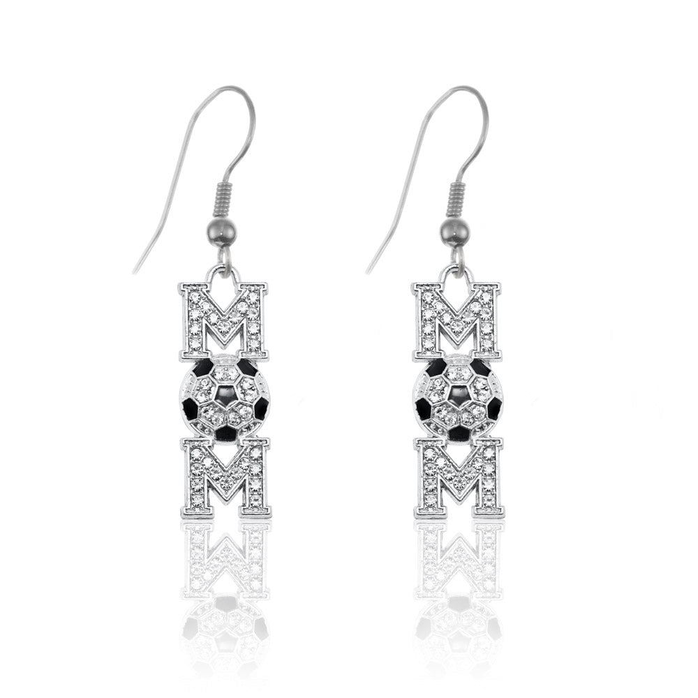 Silver Soccer Mom Charm Dangle Earrings