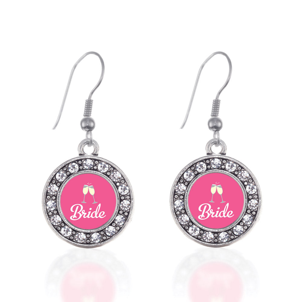 Silver Bride To Be Circle Charm Dangle Earrings