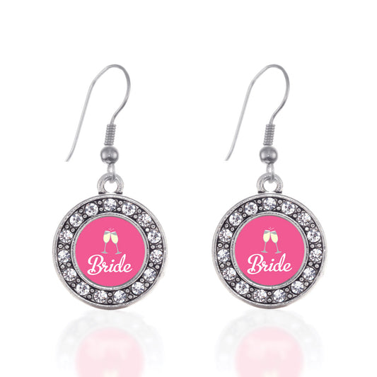 Silver Bride To Be Circle Charm Dangle Earrings
