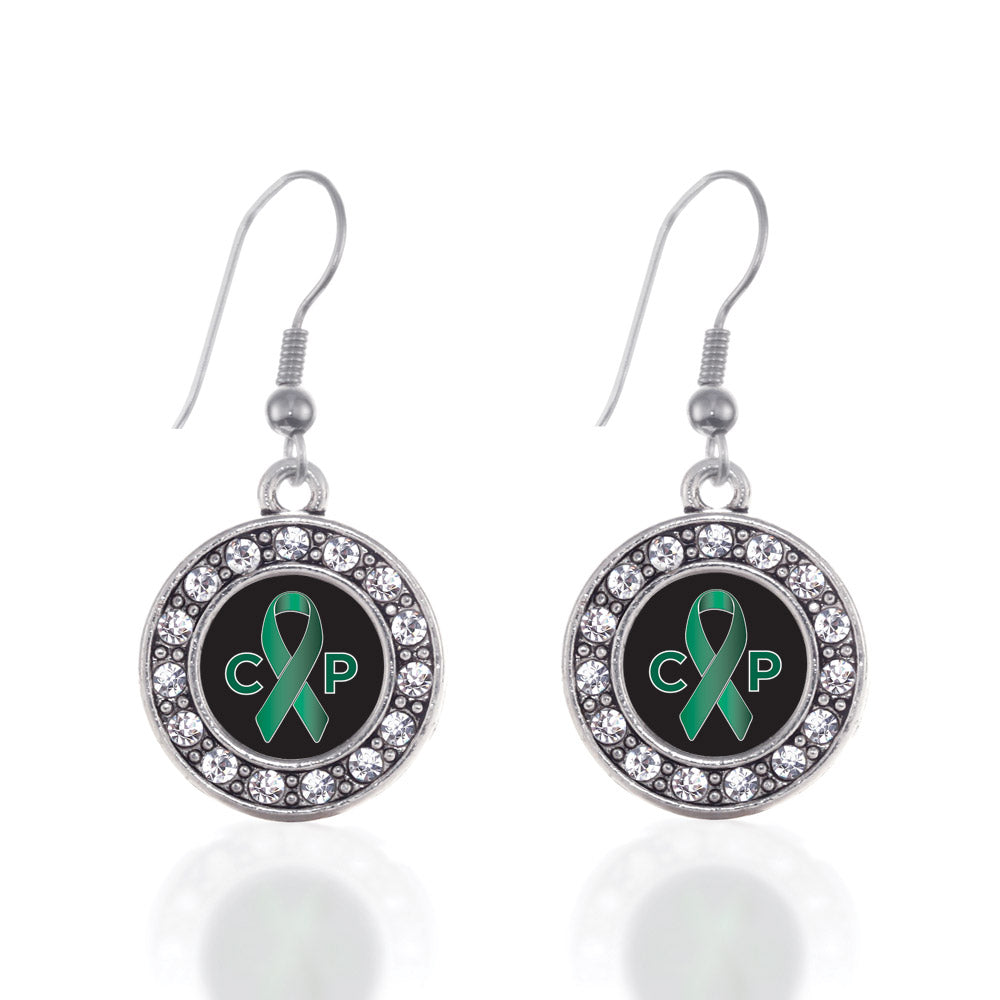 Silver Cerebral Palsy Circle Charm Dangle Earrings