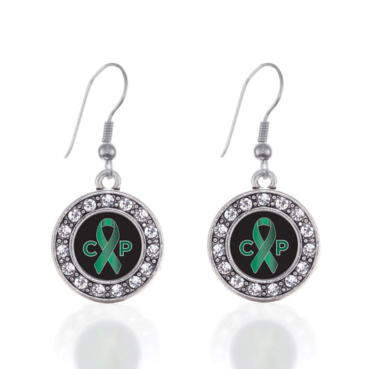 Silver Cerebral Palsy Circle Charm Dangle Earrings
