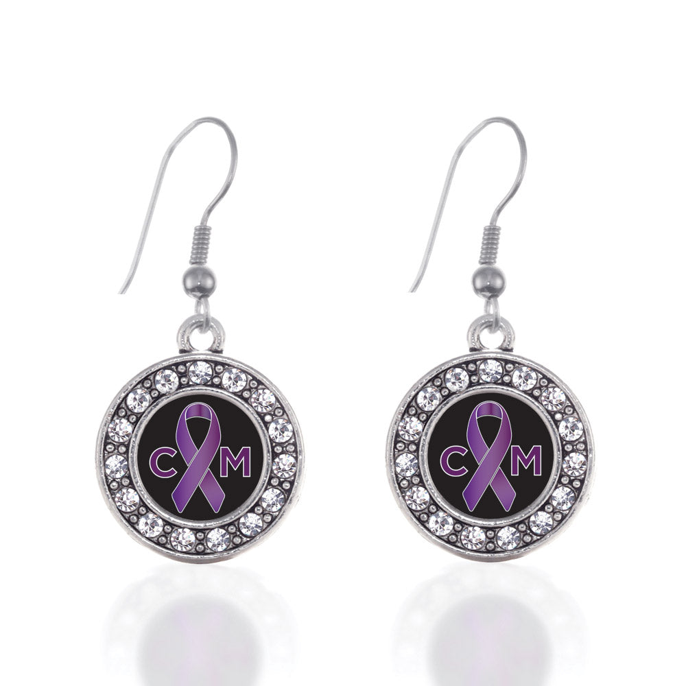 Silver Chiari Malformation Support Circle Charm Dangle Earrings